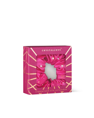 Elastic de păr din mătase cu cristale – hot pink Crystallove