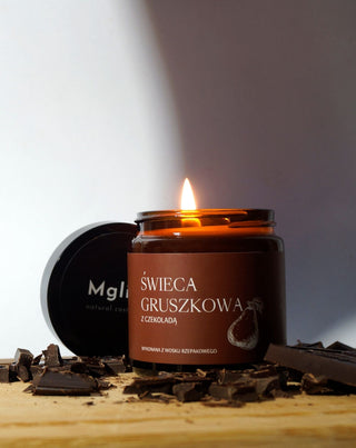 Lumânare de ceară de rapiță naturală cu parfum de pară și ciocolată Mglife