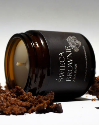 Lumânare vegană de rapiță cu parfum de brownie cu zmeură 120 ml MgLife