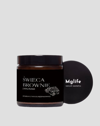 Lumânare vegană de rapiță cu parfum de brownie cu zmeură 120 ml MgLife