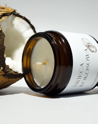 Lumânare vegană de rapiță cu fitil din bumbac cu parfum de nucă de cocos 120 ml MgLife
