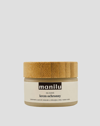 Cremă de zi protectoare cu unt de shea, vitamina C și ulei de semințe de zmeură Manilu