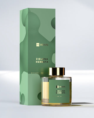 Difuzor de parfum în sticlă, cu bețișoare naturale de rattan cu parfum de ceai verde HiSkin
