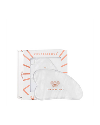 Placă de masaj pentru față Gua sha din cristal de stâncă cu proprietăți de curățare Crystallove
