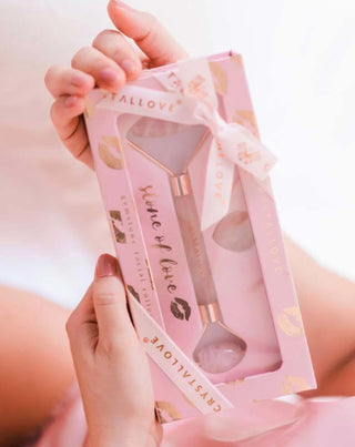 Aparat de masaj facial din piatră de dragoste cuarț roz Selflove set Crystallove - 2