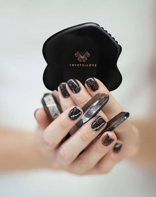 Placă de masaj Gua Sha din piatră de obsidian de mare putere Crystallove - 2