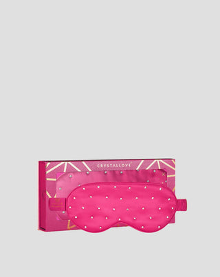 Mască de ochi pentru somn, din mătase decorată cu cristale – hot pink Crystallove - 1