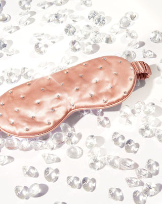 Mască de ochi pentru somn, din mătase decorată cu cristale – rose gold Crystallove - 2