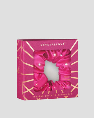 Elastic de păr din mătase cu cristale – hot pink Crystallove - 4