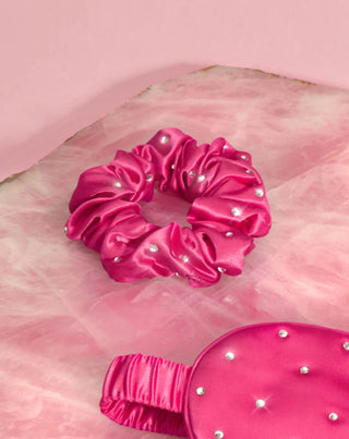 Elastic de păr din mătase cu cristale – hot pink Crystallove - 2