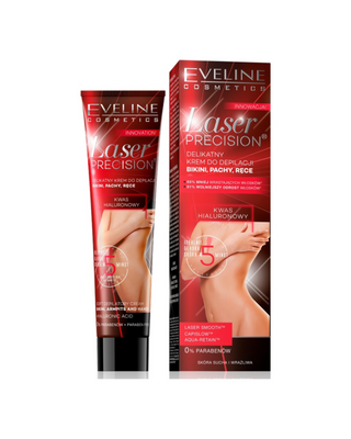 Cremă delicată pentru îndepărtarea părului pentru bikini, axile și mâini cu acid hialuronic Laser precision Eveline