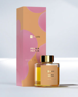 Difuzor de parfum în sticlă, cu bețișoare naturale de rattan cu parfum de bujor și papaya HiSkin - 1