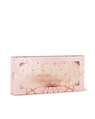 Mască de ochi pentru somn, din mătase decorată cu cristale – rose gold Crystallove
