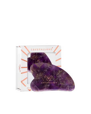 Placa de masaj facial Gua sha din piatra de ametist de armonie si relaxare Crystallove