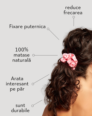Set de negru 100% matase naturala Twisty elastice de par 3 buc.