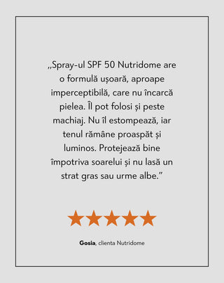 Nutridome brumă facială ușoară SPF 50 UVB, spray de protecție UVA - 5