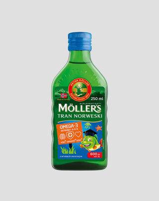 Moller's Norwegian ulei de ficat de cod cu aromă de fructe cu 600 UI de vitamina D3 - 1