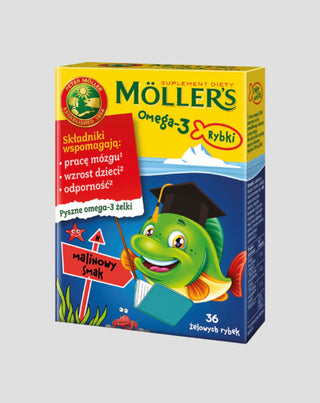 Supliment alimentar cu acizi Omega-3 Pește cu aromă de zmeură Moller's 36 jelly beans - 1