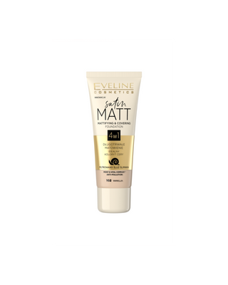 Fond de ten matifiant cu mâzgă de melc filtrată nr 102 vanilla Satin Matt Eveline