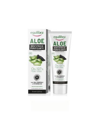 Gel pentru spălarea dinților cu cărbune activ din coajă de nucă de cocos și aloe vera Equilibra