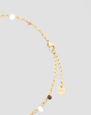 Brățară de gleznă din oțel inoxidabil placat cu aur cu agat, maifan, jasp și aventurină Mys_2 - 3