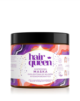 Mască emolientă de netezire pentru păr cu porozitate ridicată cu uleiuri naturale Hair Queen