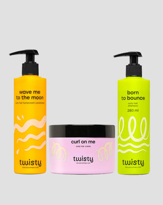 Set de cosmetice pentru îngrijirea și coafarea părului creț și ondulat Twisty