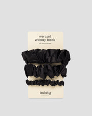 Set de negru 100% matase naturala Twisty elastice de par 3 buc.