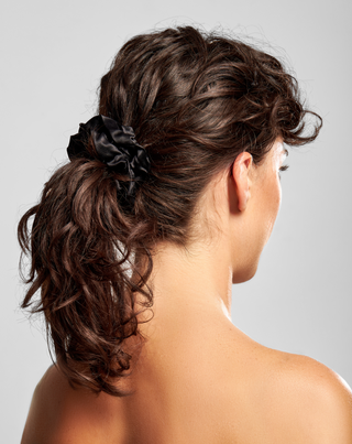Set de negru 100% matase naturala Twisty elastice de par 3 buc.