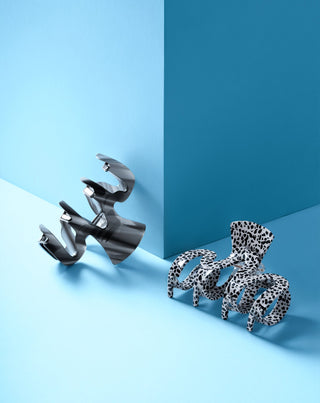 Set clame mari de par - marmura si negru Twisty 2 buc - 5