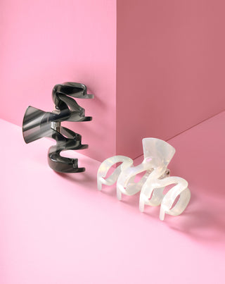 Set de clame de par mari - perla si negru Twisty 2 buc