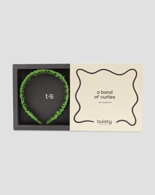 Bentita de par din matase naturala 100% verde Twisty