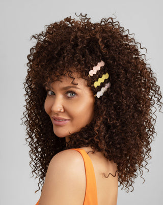 Set de agrafe de par ondulate - perla, verde, roz Twisty 3 buc. - 4