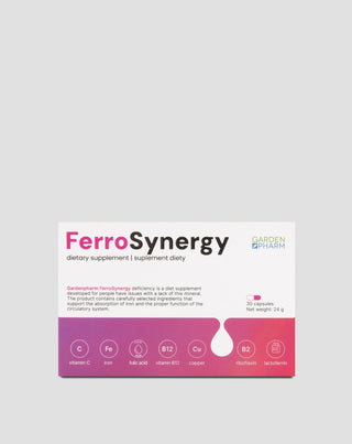 Supliment alimentar pentru deficitul de fier pentru a susține absorbția cu vitamina C, B12 și acid folic Gardenpharm FerroSynergy 30 buc. - 1