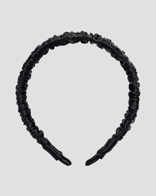 Bentita de par din matase naturala 100% neagra Twisty