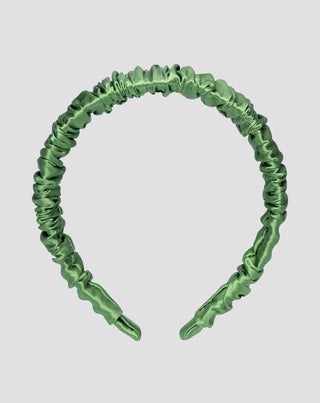 Bentita de par din matase naturala 100% verde Twisty