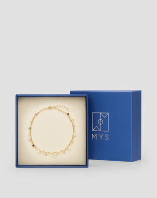 Brățară de gleznă din oțel inoxidabil placat cu aur cu agat, maifan, jasp și aventurină Mys - 4