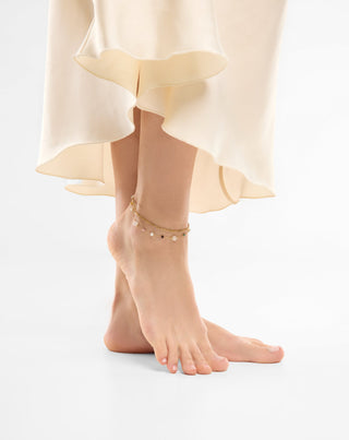 Brățară de gleznă din oțel inoxidabil placat cu aur cu agat, maifan, jasp și aventurină Mys_1 - 2