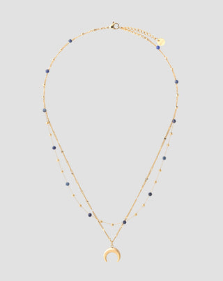 Colier placat cu aur din piatră naturală lapis lazuli cu semilună Mys_1