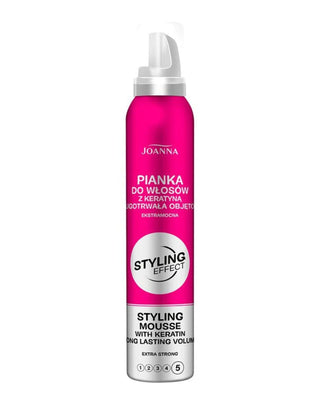 Mousse hidratantă de păr roz extra-puternic cu cheratină Efect de styling Joanna - 1