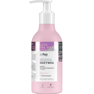 Balsam emolient și proteic pentru păr cu porozitate ridicată și fragil so!flow - 1
