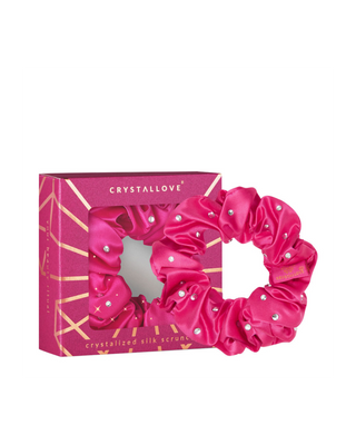 Elastic de păr din mătase cu cristale – hot pink Crystallove - 1