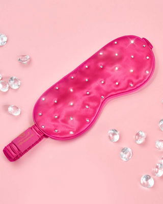 Mască de ochi pentru somn, din mătase decorată cu cristale – hot pink Crystallove - 3