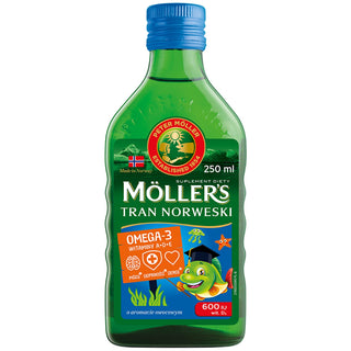 Moller's Norwegian ulei de ficat de cod cu aromă de fructe cu 600 UI de vitamina D3 - 1