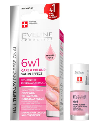 Un balsam concentrat pentru unghii 6 în 1, Shimmer Pink Eveline - 1