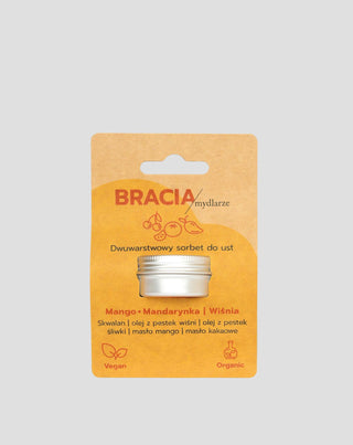 Sorbet de fructe pentru buze uscate și crăpate, cireșe, mango și mandarine Bracia Mydlarze