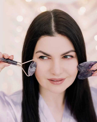 Maser facial realizat din piatră de ametist de armonie, rolă Crystallove liniștitoare și calmantă - 2