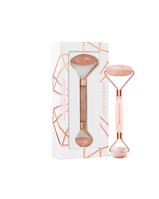 Aparat de masaj facial cu rola din cuarț trandafir - Crystallove love stone - 1