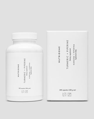 Turmeric și piperină pentru susținerea digestiei și a funcției hepatice supliment alimentar Nutridome 180 de capsule