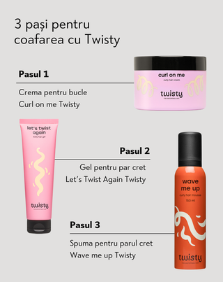 Set cremă + spumă + gel pentru bucle Twisty – pentru coafarea și îngrijirea părului creț și ondulat - 4